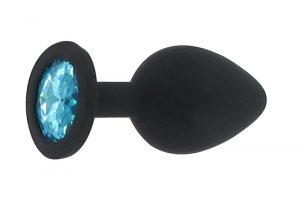 BASIC X Sam silikonový anální kolík s kamínkem M modrý