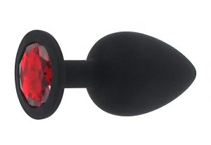 BASIC X Sam silikonový anální kolík s kamínkem L červený