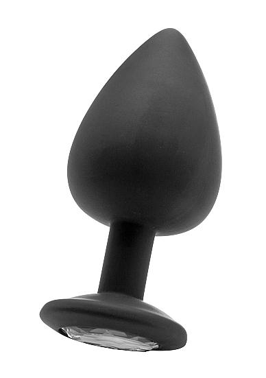 Diamond Silikonový anální kolík s kamínkem L - černý