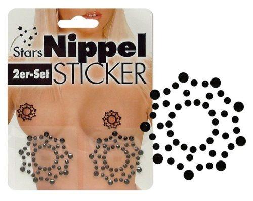 Nipple Stickers Stars Ozdoby na bradavky - černé Cottelli Collection