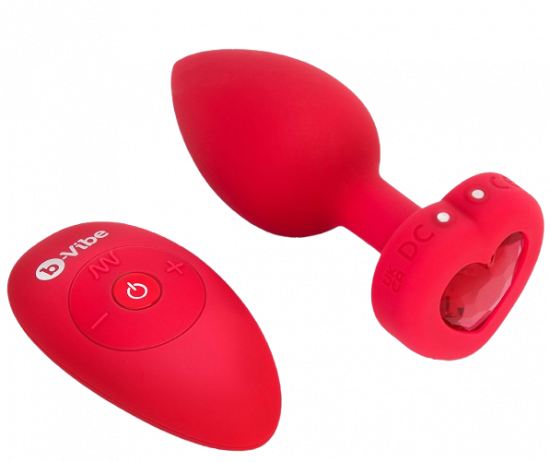 B-Vibe vibrační anální kolík Heart M/L s dálkovým ovladačem + dárek ToyCleaner 75 ml