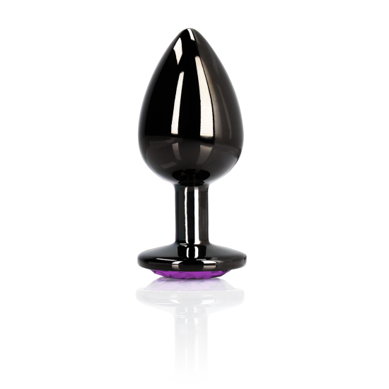 Anální kolík srdcového tvaru - Malý - Gunmetal/Amethyst Purple