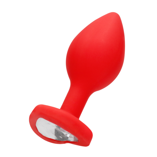 Anální kolík s diamantovým srdcem - Regular red