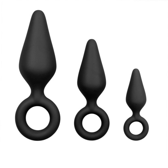 EASYTOYS ANAL COLLECTION Černé anální kolíky S kroužkem - sada