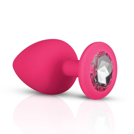 EASYTOYS ANAL COLLECTION Silikonový anální kolík s diamantem - Růžový